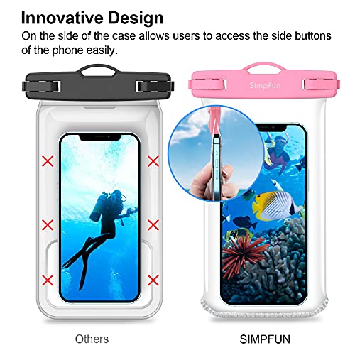 SIMPFUN Funda Impermeable para teléfono móvil de 7,0 Pulgadas (2 Unidades), Funda Impermeable IPX8, para iPhone 12/iPhone 11/iPhone 8/Samsung Galaxy S8 S9/Huawei P30/xiaomi(Rosa y Azul)