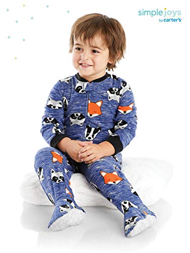 Simple Joys by Carter's 3-Pack Flame Resistant Fleece Footed Pajamas Infant-and-Toddler Sets, Bear/Alligator/Fox/Racoon, 4T,
