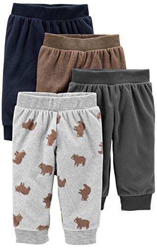 Simple Joys by Carter's paquete de 4 pantalones de forro polar para niños ,Gray/Navy/Brown/Bear Print ,24 Months