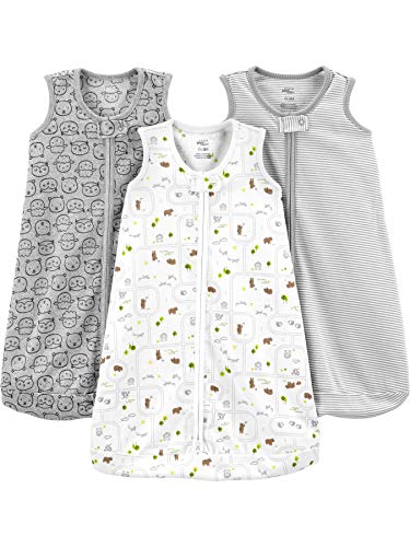 Simple Joys by Carter's Saco de dormir sin mangas de algodón para bebé, paquete de 3 unidades, 0-3 meses