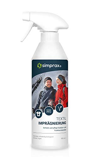 simprax® Spray impermeabilizante textil Spray-On, 500 ml, producto impermeabilizante, textiles funcionales para exteriores, tejido Gore-Tex Sympatex Softshell