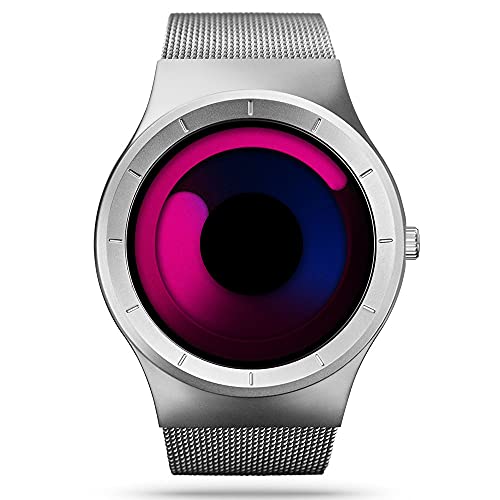 SINOBI Reloj De Cuarzo Deportivo para Hombre con Diseño De Acero Inoxidable y Personalidad De con Pulsera De Malla (Black/Purple)
