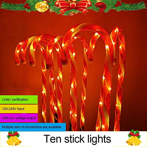 SJH 10 marcadores de Ruta Paquete de 53cm de Navidad del bastón de Caramelo, de Navidad Iluminado Luces marcadoras de la calzada, Ruta de LED al Aire Libre del césped del jardín decoración Luminosa