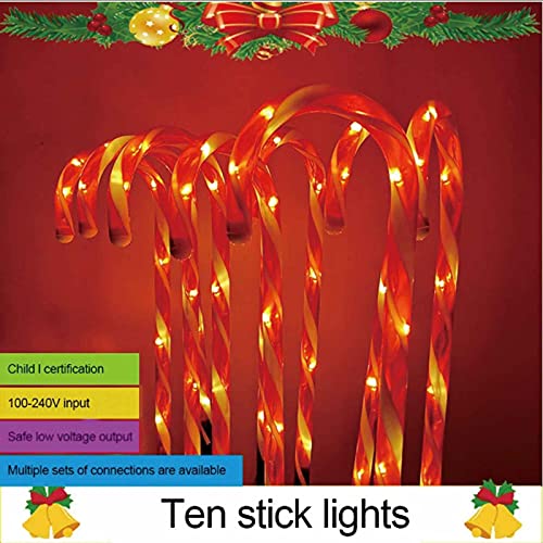 SJH 10 marcadores de Ruta Paquete de 53cm de Navidad del bastón de Caramelo,de Navidad Iluminado Luces marcadoras de la calzada,Ruta de LED al Aire Libre del césped del jardín decoración Luminosa