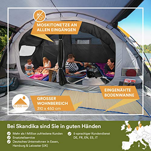 skandika Gotland 6 - Tienda de campaña Familiar - mosquiteras - Suelo Cosido en Forma de bañera - túnel (Gris)
