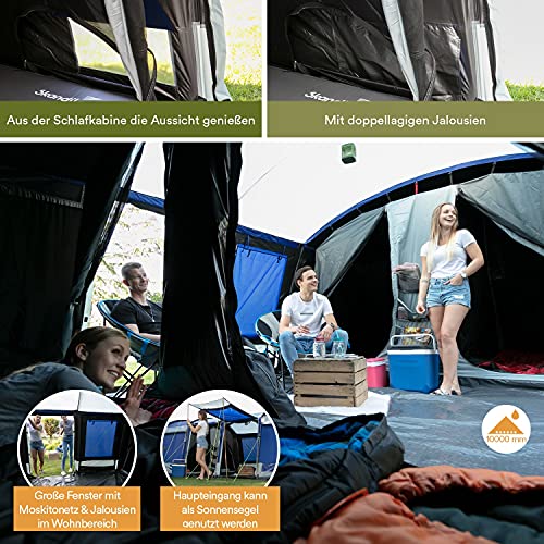 skandika Montana Sleeper - Tienda de campaña Familiar para 8-10 Personas - cabinas oscuras para Dormir - Columna de Agua de 5.000 mm (Sleeper 10 pers.)