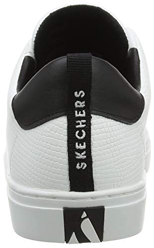 Skechers Side Street-Tegu, Zapatillas Mujer, Multicolor (Wht Black Leather/White Leather/Webbing Trim #L), 40 EU