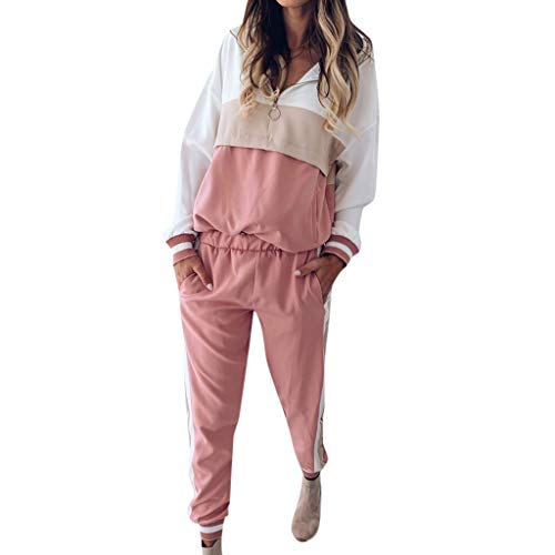 Sleeve Casual Sets Sport Sets Sweatshirt Pants Long Women Wear Suit Tracksuit Women Suits & Sets Vestido Feminino (Pink, M)