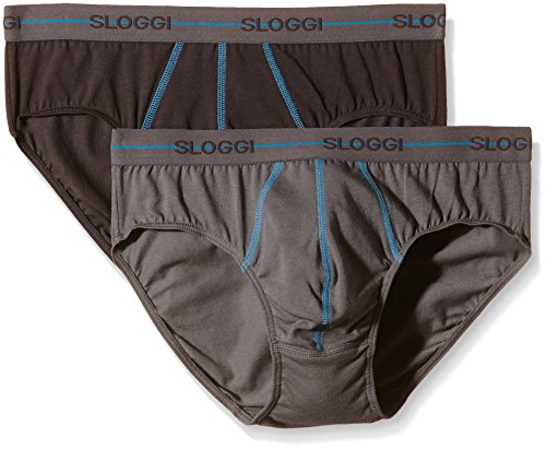 Sloggi Start Slip Midi Pantalones, Multicolor (Gris/Marron), M (Pack de 2) para Hombre