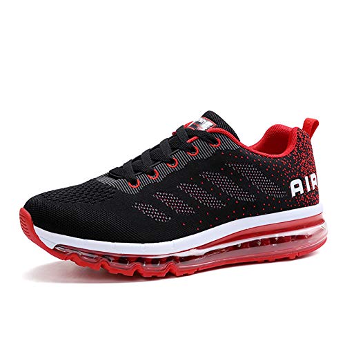 Smarten Zapatillas de Running Hombre Mujer Air Correr Deportes Calzado Verano Comodos Zapatillas Sport Black Red 42 EU
