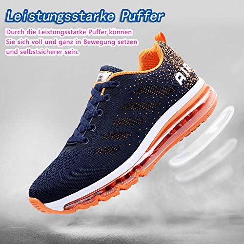 Smarten Zapatillas de Running Hombre Mujer Air Correr Deportes Calzado Verano Comodos Zapatillas Sport Blue Orange 40 EU