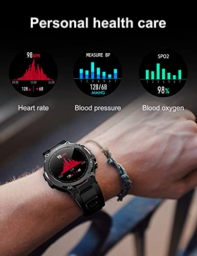 Smartwatch Hombre, Reloj Inteligente Impermeable 68, Monitor de Sueño y Caloría Pulsómetro,Presión Arterial, Podómetro Pulsera Reloj Inteligente para Android iOS (Negro)
