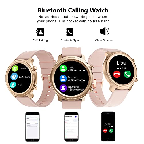 Smartwatch Mujer Reloj Recibir y contestar Llamadas,Fitness rastreador Reloj Deportivo Smartwatch de 1,28'' Impermeable Monitor Sueño Podómetro para Xiaomi Samsung Huawei Android iOS Ronda (Rosa)