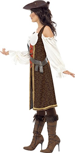 Smiffys- Disfraz de moza Pirata de Alta mar, con Vestido, Pantalones y tahalí, Color marrón, L - EU Tamaño 44-46 (Smiffy'S 26225L)