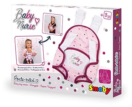 Smoby Baby Nurse-Mochila Portabebés para Muñeco Bebé de hasta 42cm, Correas Ajustables, Adecuado a Partir de 3 años, Color (220361WEB)