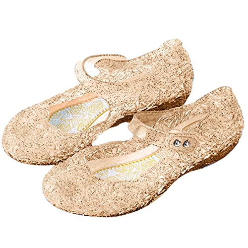 Snyemio Niña Bailarina Zapatos de Tacón Disfraz de Princesa Zapatilla de Ballet, Dorado, 28 EU(Etiqueta 30)
