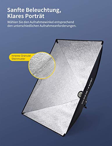 Softbox RALENO, iluminación de Video de 50x70 cm, Bombilla CFL 5500K de 85 W para iluminación de Estudio, fotografía de Retrato y Videos de Youtube