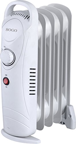 Sogo CAL-SS-18212 Mini radiador de Aceite eléctrico, 5 Elementos, 650 W, Blanco