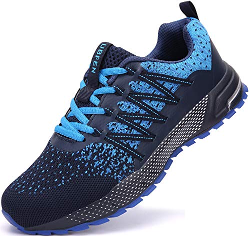 SOLLOMENSI Zapatillas de Deporte Hombres Mujer Running Zapatos para Correr Gimnasio Sneakers Deportivas Padel Transpirables Casual Montaña 45 EU H Azul
