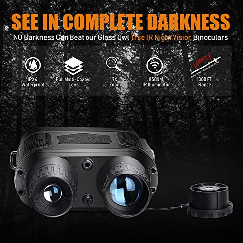 SOLOMARK Binoculares de visión nocturna , 7 prismáticos infrarrojos digitales - Cámara fotográfica HD de 1280x720p Grabadora de video - Pantalla grande de 4 "y rango de visualización de 400 m