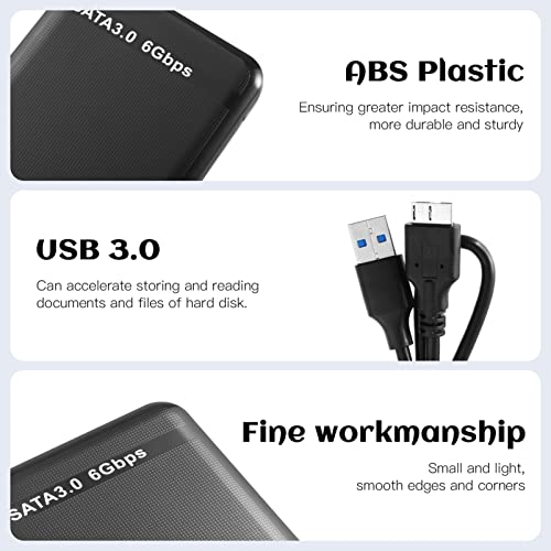 Solustre Disco duro externo portátil de alta velocidad USB 3.0 soporta disco duro externo de 3 TB para ordenador de escritorio portátil y más (blanco) negro Negro 12,5 * 8 cm