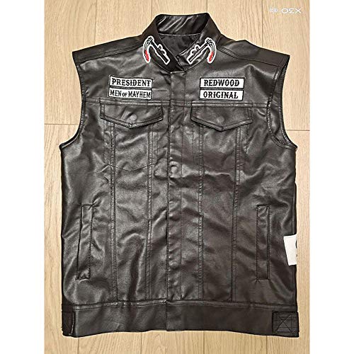 Sons Of Anarchy/Chaleco Punk Rock de cuero bordado disfraz de Cosplay Color negro chaleco sin mangas de motocicleta chaqueta para hombre