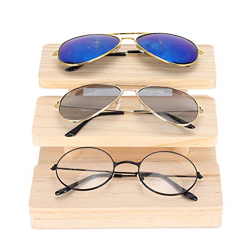 Soporte de gafas de sol de madera de 3 capas, gafas estante de exhibición de joyas gafas de sol, organizador soporte de exhibición para la tienda de gafas para el hogar caja de gafas de almacenami