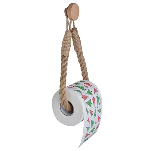 Soporte de papel higiénico vintage cuerda de cáñamo madera papel higiénico para baño