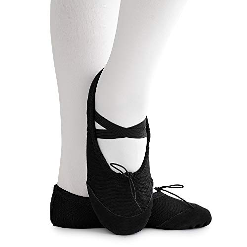 Soudittur Zapatillas de Ballet Suela Partida de Cuero Calzado de Danza para Niña y Mujer Adultos Negras Tallas 38