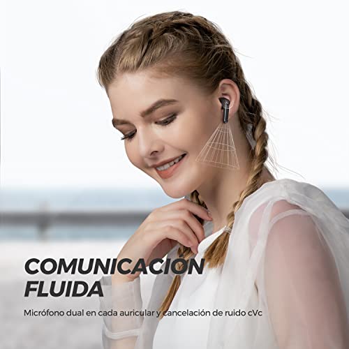 SoundPEATS TrueAir2 Auriculares inalámbricos Bluetooth V5.2 Qualcomm3040 True Wireless Mirroring,Micrófono Dual Cancelación de Ruido CVC8.0 Llamadas claras aptX, Semi-in-Ear, 25 Horas