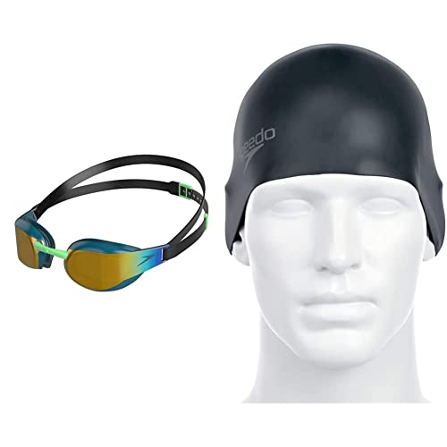 Speedo Fastskin Elite Mirror Gafas de natación, Unisex adulto Plain Moulded - Gorro de natación, tamaño único, color negro