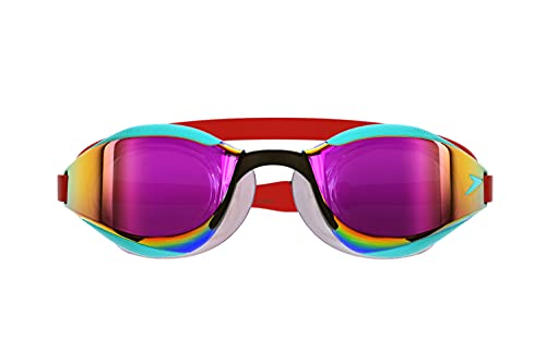Speedo Fastskin Hyper Elite de Espejo Gafas de natación, Unisex-Adult, Fed Red/Tile Blue/Violet Gold, Einheitsgröße