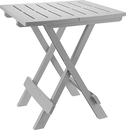 Spetebo Adige - Mesa plegable pequeña para jardín o camping, ideal para utilizarse como mesa auxiliar, gris claro