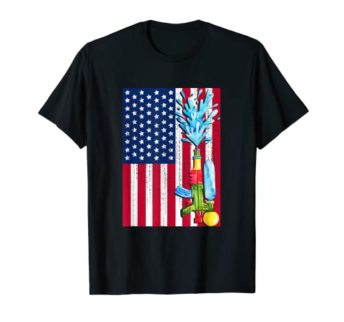 Squirt Gun USA Bandera Americana Patriótica Agua Soaker Camiseta