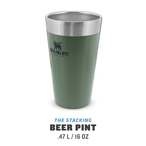 Stanley Adventure Stacking Beer Pint, Unisex-Adult, Verde con effecto Hammertone 2020, 16OZ / .47L