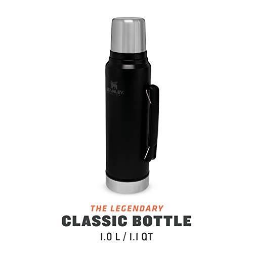 Stanley Classic Legendary Botella Termica 1 Litro Matte Black – Termo Cafe - Cantimplora Acero Inoxidable - Sin BPA - Mantiene Frío o Calor 24 Horas - Apto Para Lavavajillas