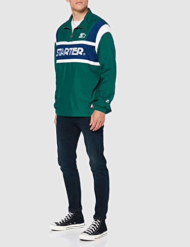 STARTER BLACK LABEL Half Zip Jacket Chaqueta calentadora, Verde Retro, Azul y Blanco, L para Hombre