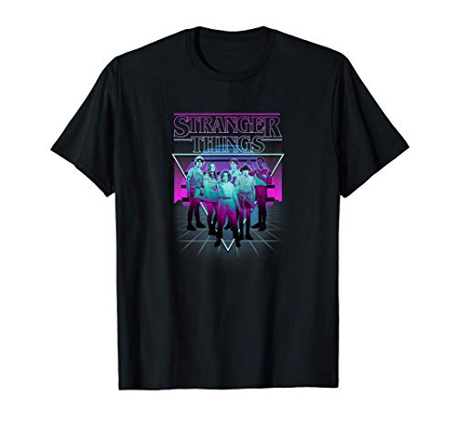 Stranger Things Group Shot Neon Triangle Camiseta
