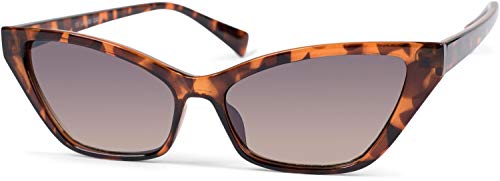 styleBREAKER gafas de sol estrechas de mujer en un estilo de ojos de gato, montura de plástico y lentes de policarbonato, «look retro» 09020091, color:Cuadro demi marrón / cristal marrón degradado
