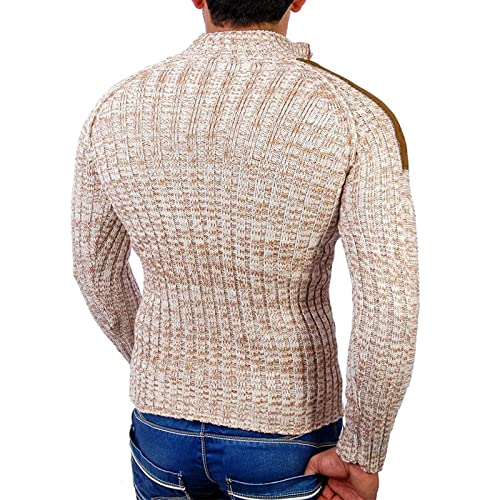 Suéter de los Hombres Suéteres de Jersey de cálido for Hombre con Botones PULTULERS PULTERS PULTERS Puntos Puntos Hombros Hombros Jerseys de Hombre (Color : Beige, Size : L)