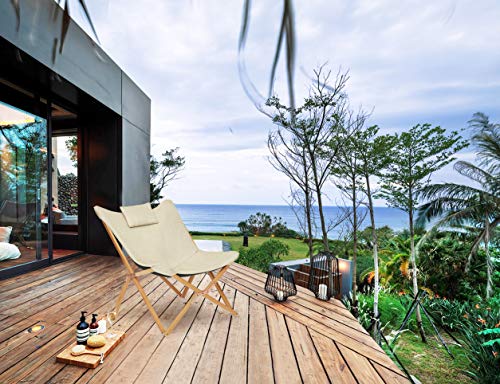 Suhu Silla Sillas Playa de Jardin Plegables Camping Playa Butterfly Sillón Reclinable Nordica Exterior Terraza Acolchado Interior y Exterior Design Moderno Relax Beige
