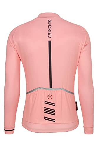 SUNDRIED Jersey de Ciclismo de Manga Larga para Mujer, Camiseta de Ciclismo de Carretera, Camiseta de Ciclismo de montaña Rosa, Ropa de Ciclismo (Rosa, XS)