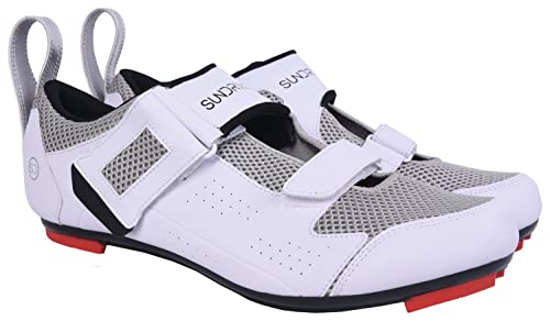 Sundried Zapatillas de Ciclismo de triatlón Unisex para Hombres y Mujeres Zapatillas de Ciclismo de triatlón Ironman para Ciclismo (47, Blanco)