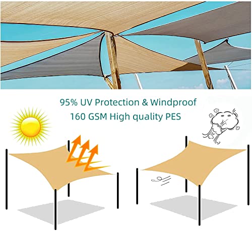 Sunnylaxx Toldo Vela de Sombra Cuadrado PES 3x3m Color Grafito Impermeable,95% de Protección UV，para Exteriores,Jardín,Terrazas