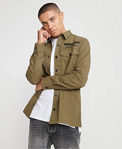 Superdry Utility Field Edition L/s Shirt Camisa, Verde (Army Green 43e), S para Hombre