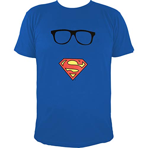 Superman – Logo con gafas, camiseta para hombre azul XL