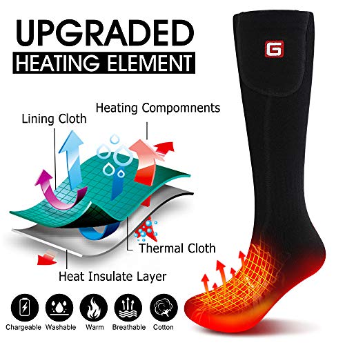 Svpro Calcetines eléctricos recargables, calcetines a batería de 4000mAh para hombres y mujeres, calcetines calefaccionados para el frío Algodón