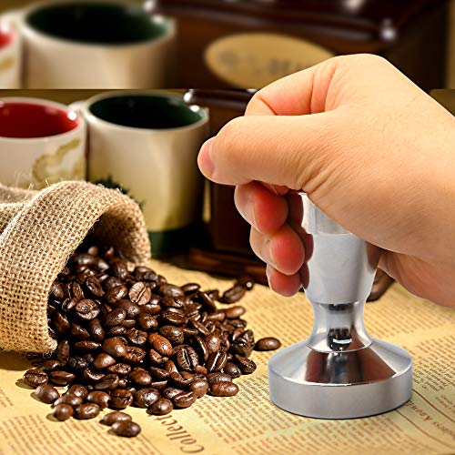 Tamper de café, 51 mm de acero inoxidable de café en polvo prensa de café en grano de café ergonómico de mano de café molido compresor de espresso prensa para cafetería suministros