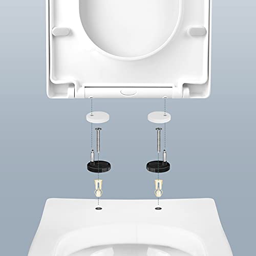Tapa de WC, Asiento de inodoro con cierre suave con liberación rápida, fácil fijación de los inodoros, asiento de inodoro en forma de U en polipropileno blanco / TL-04
