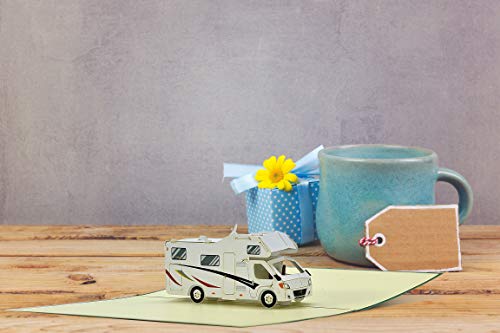 Tarjeta de cumpleaños con autocaravana Pop Up | Tarjeta de cumpleaños con caravana 3D como cupón de viaje | Vale de vacaciones | Tarjeta de felicitación de examen aprobado, H33